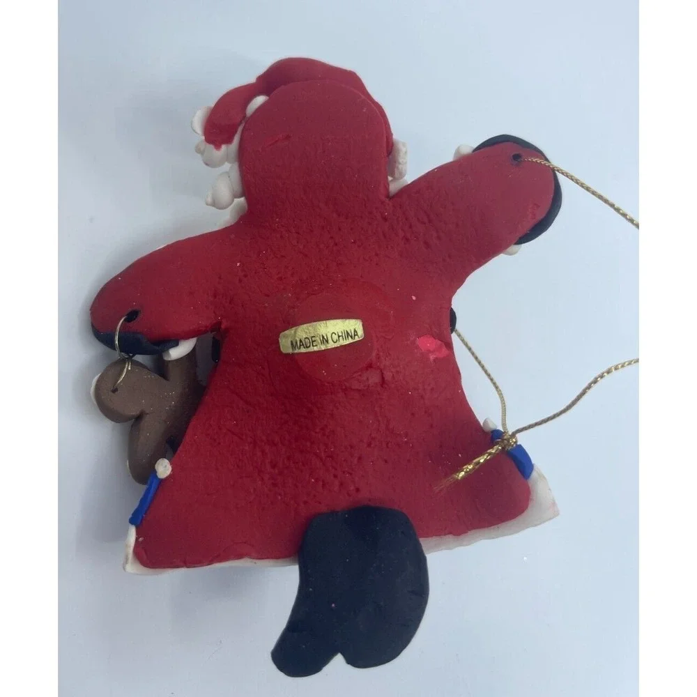 Mid West Cynthia Madrid Dough Looking Santa Claus Ornaments Lot Of 2 Folk Art